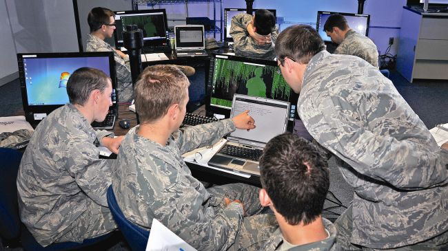 US officials participate in cyber warfare classes at the US Air Force Academy, Colorado.